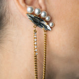 BOUCLES D'OREILLES BEAUREGARD asymétrique perles et chaîne