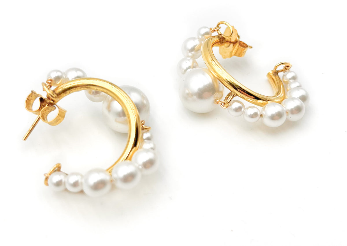Boucles D'oreilles Percées Rétro Avec Perles Tombantes - Modèle Fantaisie Numéroté *5238 - Occasion Bon état